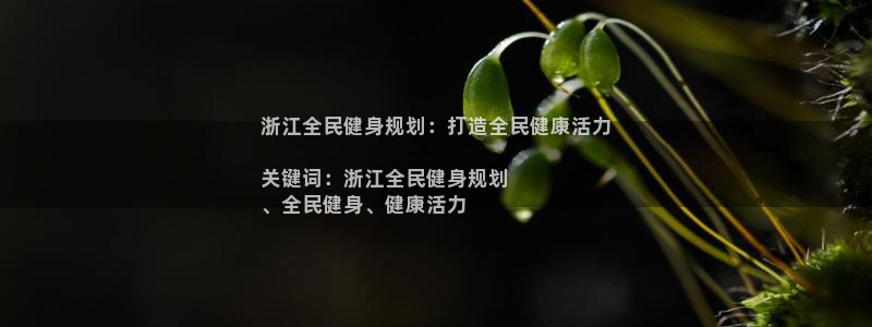 尊龙人生就是博网站下载：浙江全民健身规划：打造全民健康活